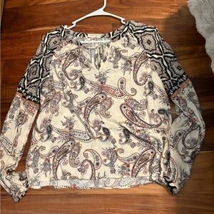 Kingston grey Paisley Print Women's Top size‎ large